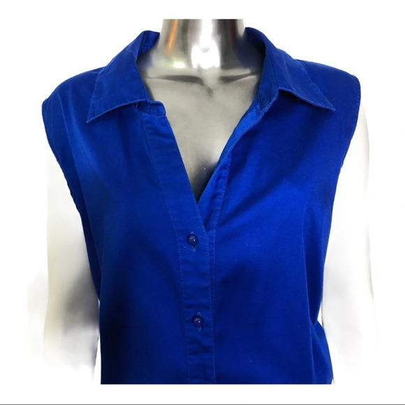 🛍️3/$40 Lane  Bryant Button Front Sleeveless Top Blue Plus Size 26 - Picture 2 of 5